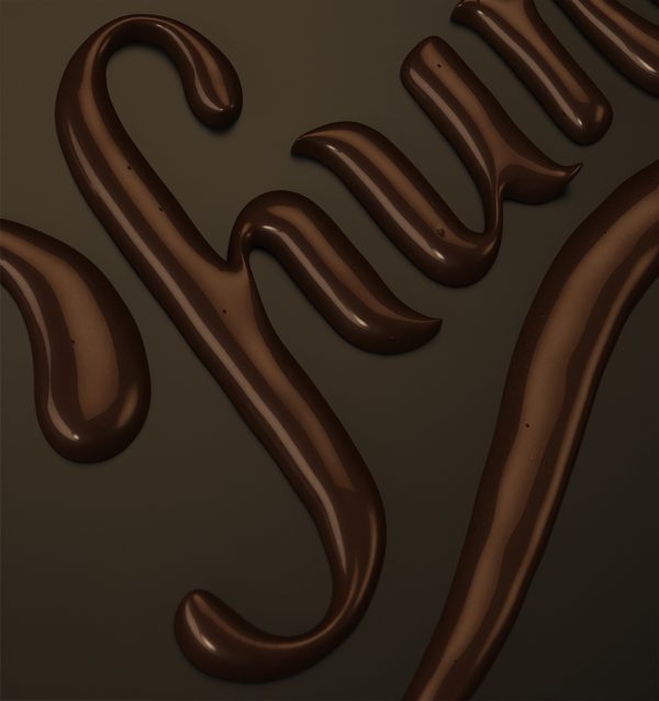 CGI Chewy chocolate melted pour as text