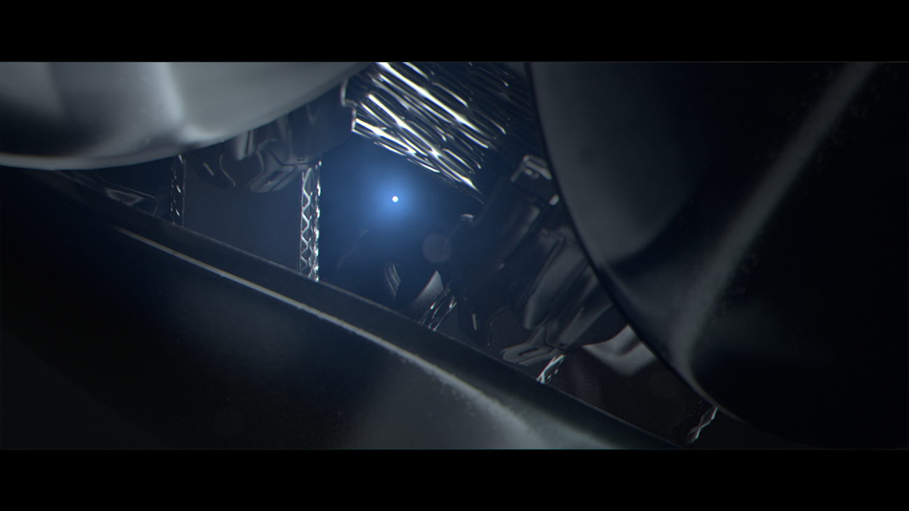 CGI Robot hand interior with omnious light